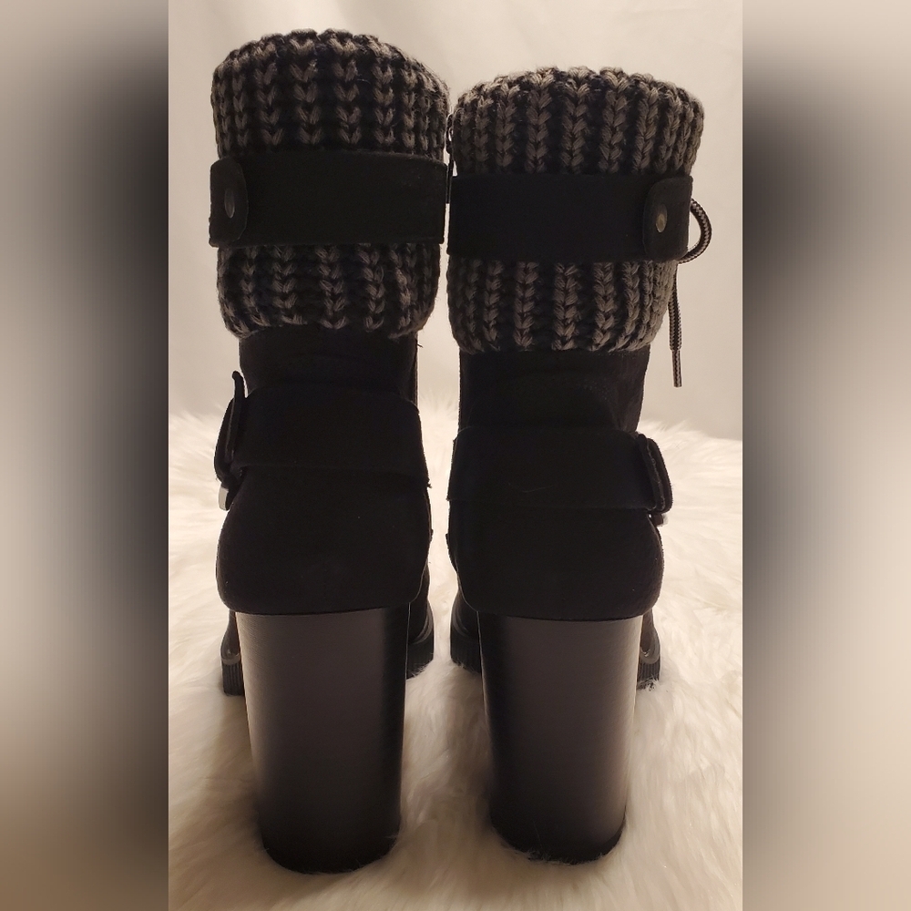 White Mountain Tonya Women's Black Ankle Moto Lace Up Combat Boots Size 10 - Picture 6 of 8